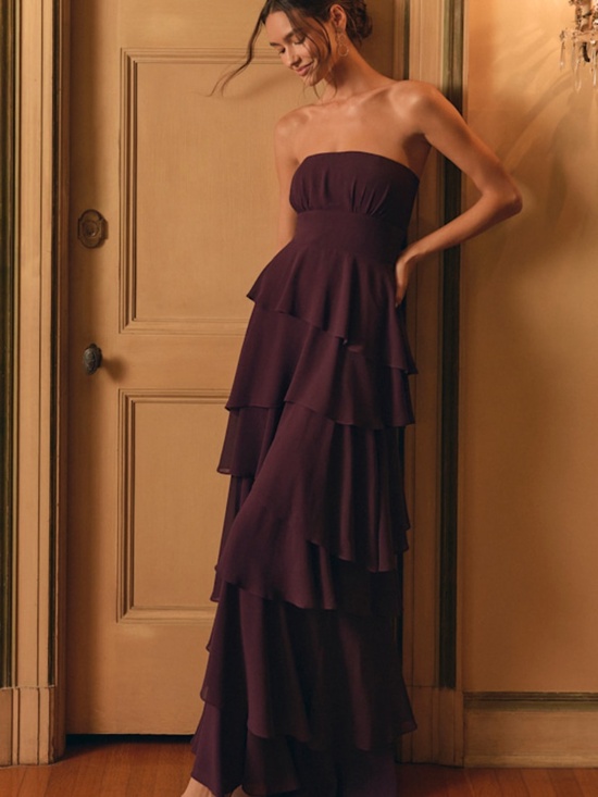 Lulus Dresses & Skirts - Lulus Gorgeous Essence Dark Purple Strapless Tiered Maxi Dress - Size 1X